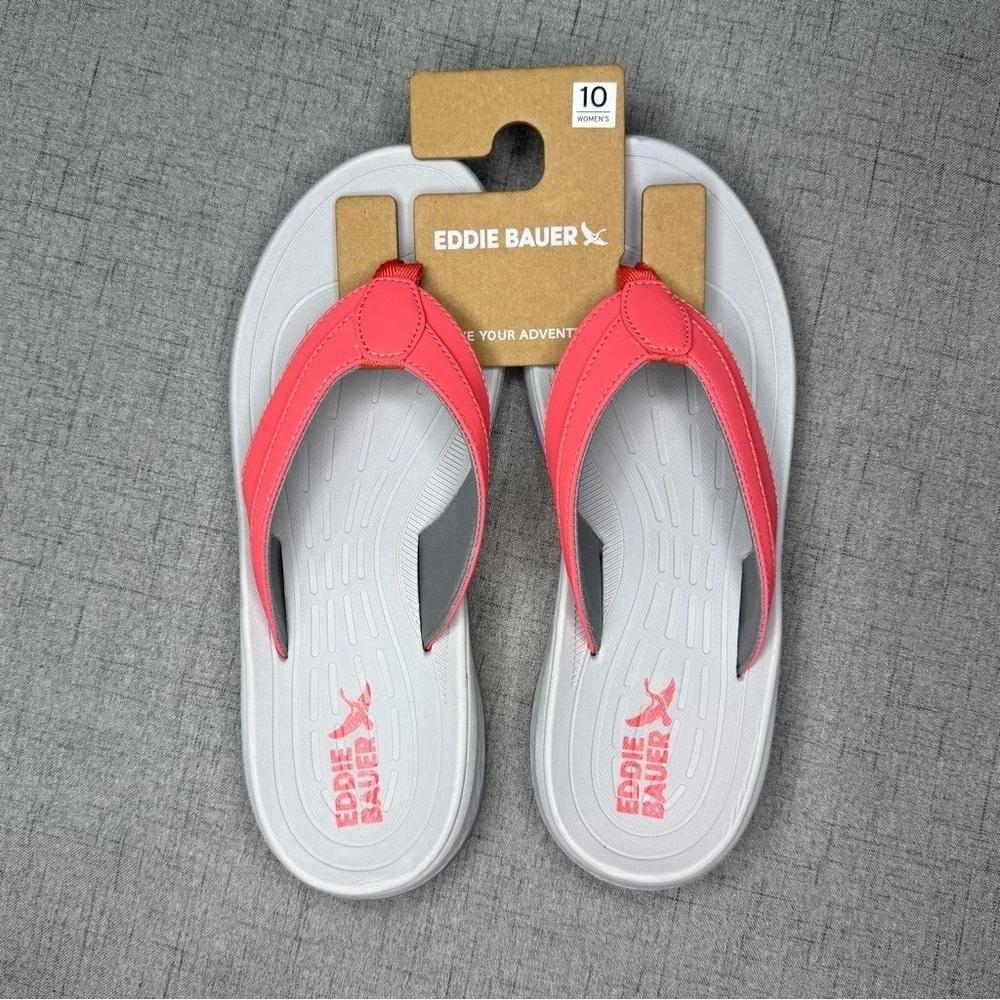 Eddie Bauer Break Point Flip Flops Coral Sandals Summer Comfy Walking 10 NWT - Picture 6 of 9